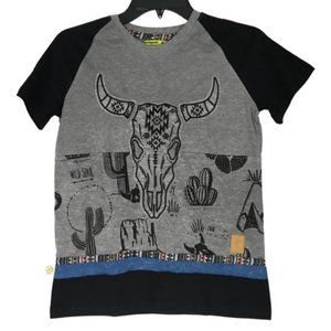 New Desigual Boy T-shirt Print "Ringo" Gray & Black Size 11/12 Years